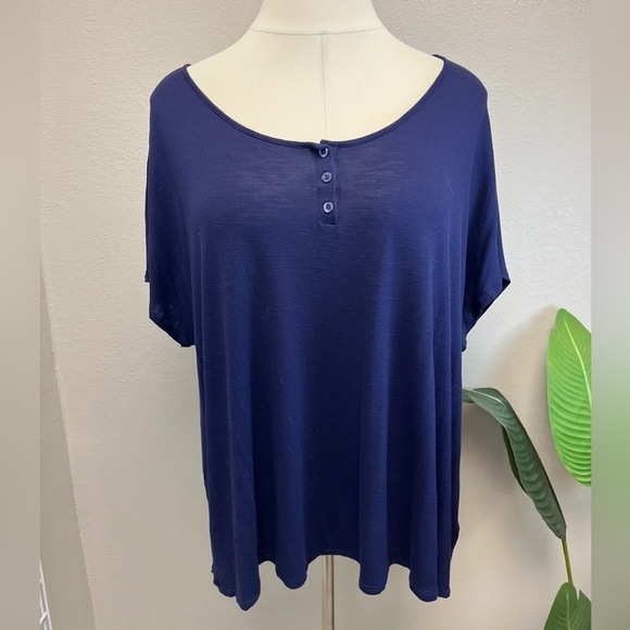 Modcloth Navy Blue Button Front Top - Size 4X - Picture 1 of 3